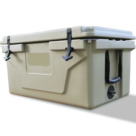 Khaki color ice cooler box 65QT camping ice chest beer box outdoor fishing cooler (Color: Green, size: 30.11*19.89*16.67cm)