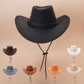 Western Cowboy Hat Vintage Jazz Hat Outdoor Fishing Cowgirl Sun Hat Wide Brim Summer Sunscreen Travel Beach Hat (Color: grey)